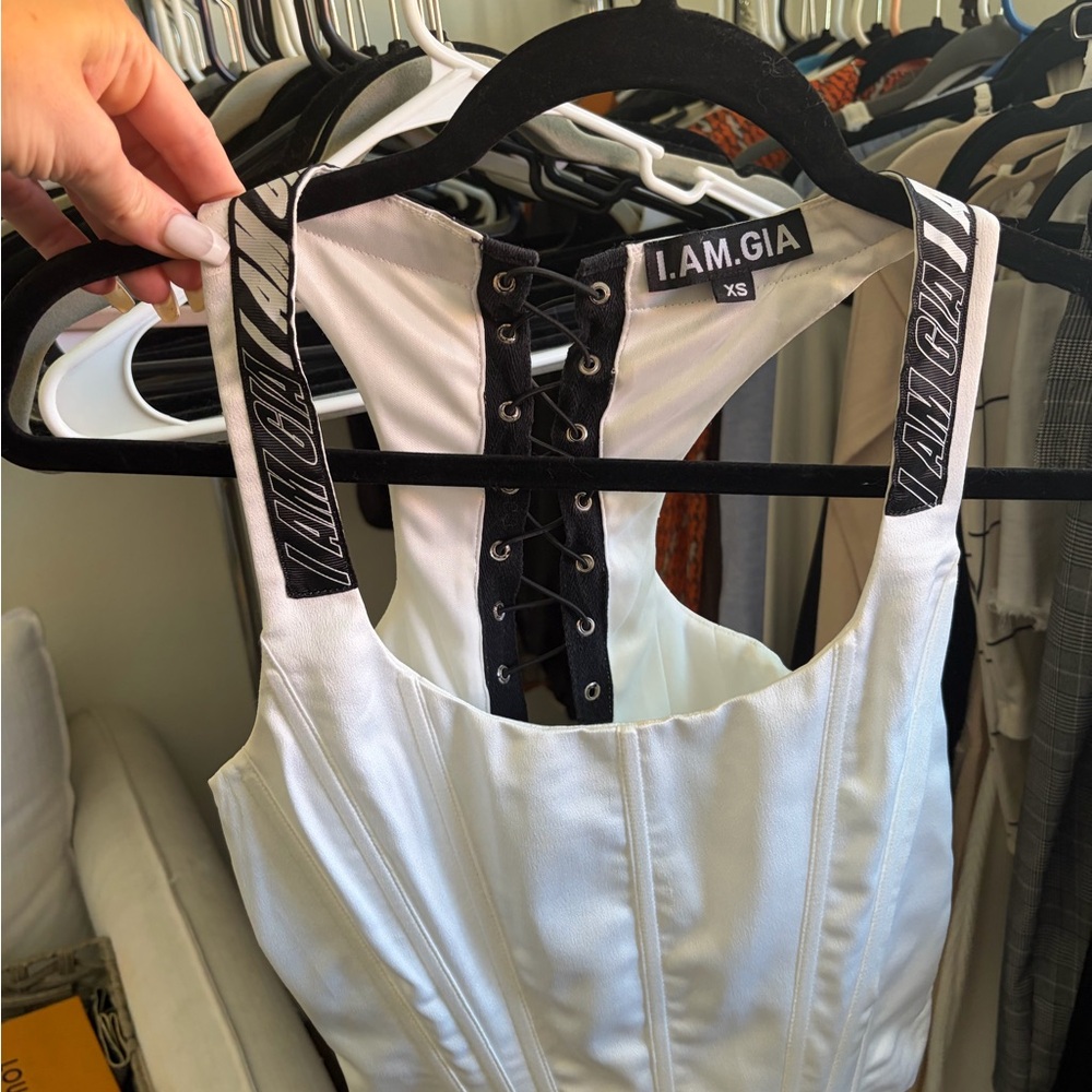 I.AM.GIA White Lace-Up Top